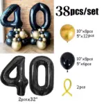 Ballons d'anniversaire avec chiffres dorés et noirs (38 pièces) - Kf sdd b d f adfe f b - Decorative Events