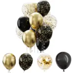Lot de 12 ballons noirs et dorés pour évènements - Kf s a dde b e dda ad b k - Decorative Events