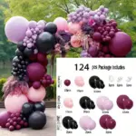 Lot de 124 ballons roses violets noirs pour évènements - Kf s eccb f e de a ce d ad - Decorative Events