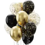Lot de 12 ballons noirs et dorés pour évènements - Kf s c ebf ae b c c c ea e - Decorative Events