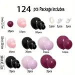 Lot de 124 ballons roses violets noirs pour évènements - Kf s f d ab b a a o - Decorative Events