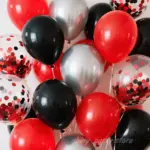 Lot de ballons noirs rouges et gris avec confettis - Kf s ea be fe f a e cdbc a - Decorative Events