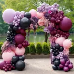Lot de 124 ballons roses violets noirs pour évènements - Kf s a c e a d - Decorative Events