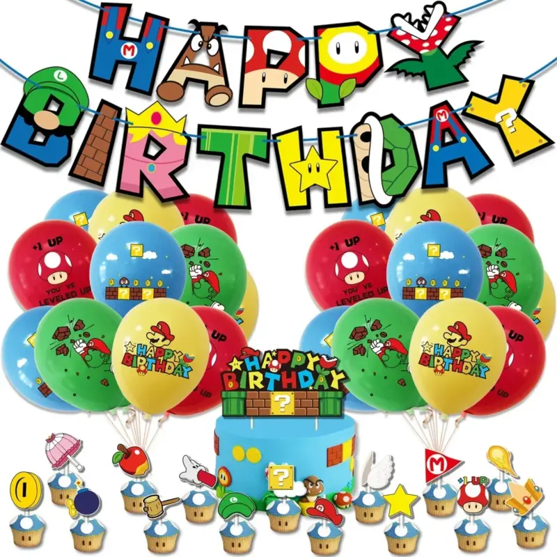 Kit de décoration "Super Mario Bros" pour Anniversaire - Kf s ea f a c ca c c bq - Decorative Events