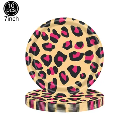 Lot de 10 assiettes en cartons imprimé "Léopard" - Kf s b b ff cea cec b b f aet - Decorative Events