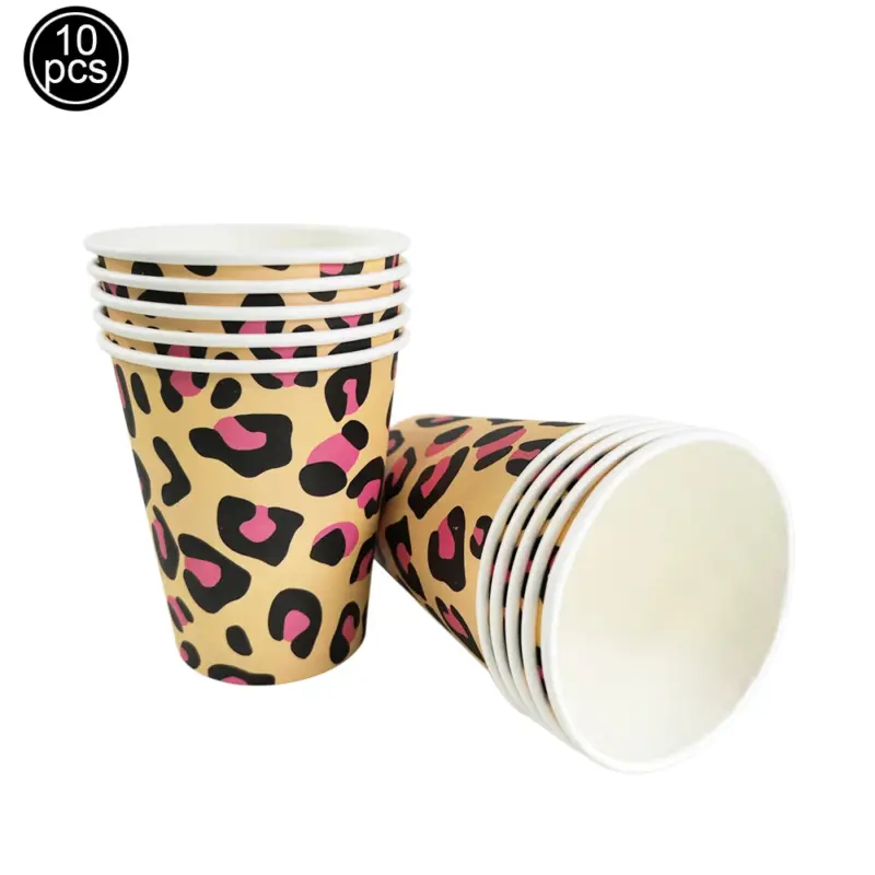 Lot de 10 gobelets en cartons "Léopard" - Kf s a a eb bf b e f da - Decorative Events