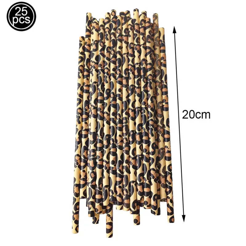 Lot de 25 pailles en papier imprimé léopard - Kf s f d e ee d d b a f abc g - Decorative Events