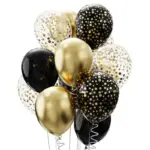 Lot de 12 ballons noirs et dorés pour évènements - Kf s e e ab b b d c - Decorative Events
