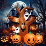 Arbre d'Halloween gonflable avec ses citrouilles - Kf sa ec f ab ddde e fbe p - Decorative Events