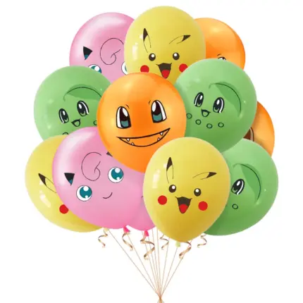 Lot de 10 ballons Pokémon (Pikachu, Salamèche, Germignon, Rondoudou) - Kf sa b e c c cb d ee eb - Decorative Events