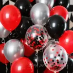 Lot de ballons noirs rouges et gris avec confettis - Kf sb f b d a e b d f fc dc k - Decorative Events