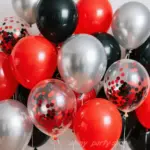 Lot de ballons noirs rouges et gris avec confettis - Kf sb a c d e bac c b dn - Decorative Events