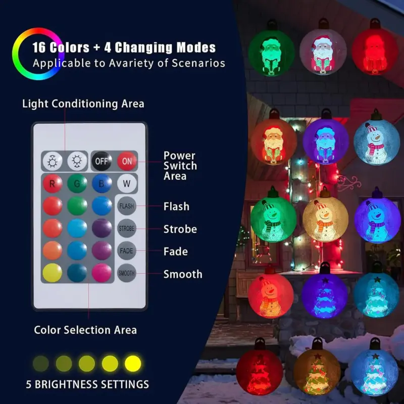 Boule de Noël "Sapin" gonflable à LED (60 cm) - Kf sd ce b c d fbc a affdbp - Decorative Events