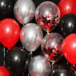 Lot de ballons noirs rouges et gris avec confettis - Kf sd d c abe d a f b - Decorative Events