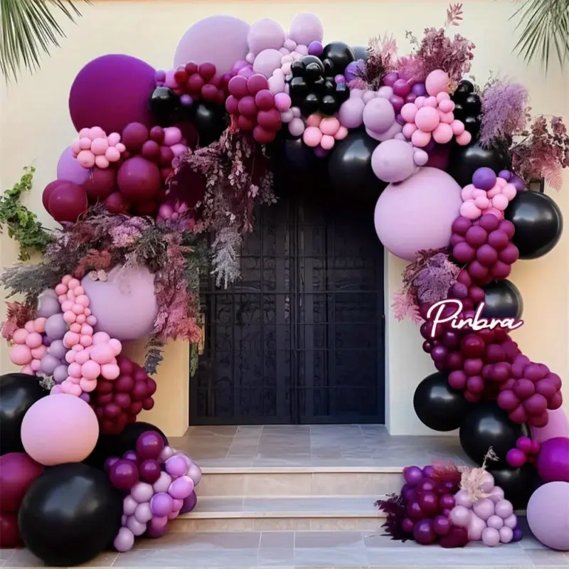 Lot de 124 ballons roses violets noirs pour évènements - Kf sef d ae f cb cf e e c - Decorative Events
