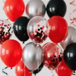 Lot de ballons noirs rouges et gris avec confettis - Kf sfb bcdbac dc bad cdf d e - Decorative Events