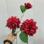Fleur dahlia artificielle réaliste avec 3 têtes - Kf sfef b d ef ca a e de i - Decorative Events