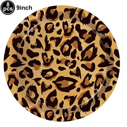 Lot de 8 grandes assiettes léopard en carton - Kf sda b ae e f ba eba f e - Decorative Events