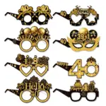 Lunettes "40 ans" d'anniversaire noires et dorés (lot de 8) - Kf s a bd f be c ca eb - Decorative Events