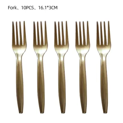 Lot de 10 fourchettes en plastiques dorées - Kf s afe ed afc e e d c fdf f - Decorative Events