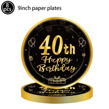 Lot de 8 assiettes "40 ans" d'anniversaire (23 cm) - Kf sa bf e f fb aebd d dc f c a - Decorative Events