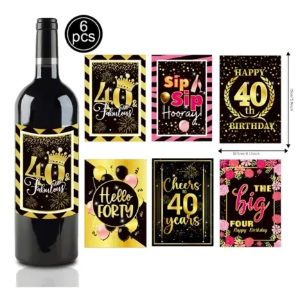 Etiquettes de Vins pour 40 ans d'Anniversaire (lot de 6) - Kf sd b b e b b db b b afbc d m - Decorative Events