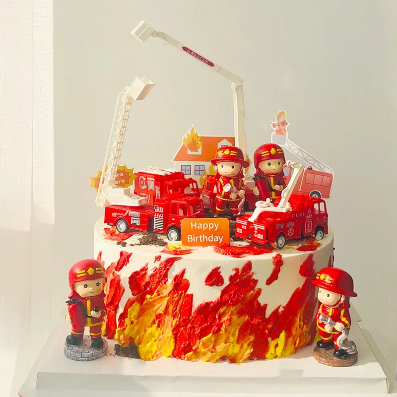 Figurine camion de pompiers décorative pour Gâteau - Kf s c d dded f bd bada c ba fu - Decorative Events
