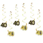 Lot de 6 décorations suspendues spirales “40 Happy Birthday” noir et or pour anniversaire 🎉 - Kf s e e c e f b c bae e fg - Decorative Events