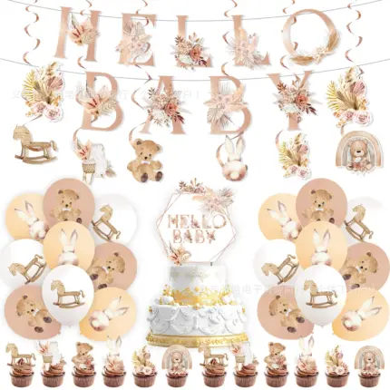 Kit de Décoration Anniversaire “Hello Baby” - Kf s f e d a cb a b ba fb dg - Decorative Events