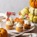 Décorations de Cupcake thème pompiers “Happy Birthday” (Lot de 12) - Kf s e af b f a a d c m - Decorative Events