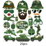 Lot de 25 accessoires photobooth thème militaire pour fête - Kf s a d e b c a cd - Decorative Events