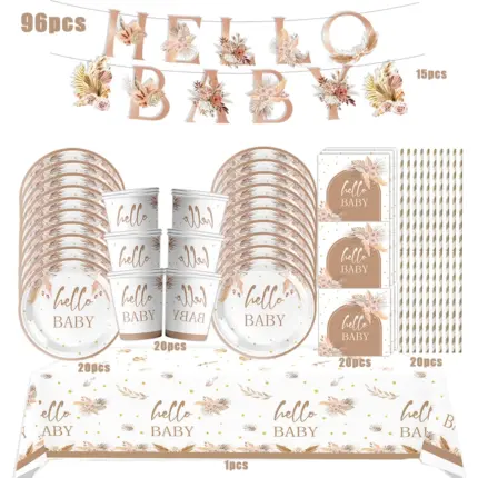Kit de décoration de table “Hello Baby” – (96 pièces) - Kf s f c fd c b bt - Decorative Events