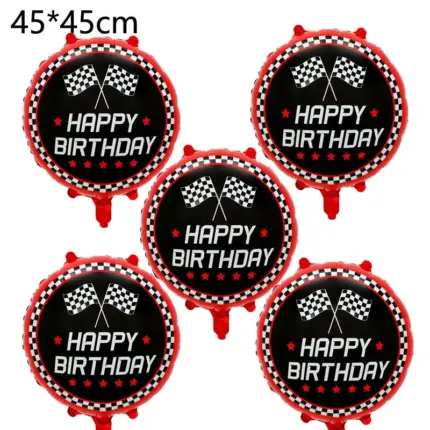 Ballons décoratifs “Happy Birthday” thème course automobile (Lot de 5) - Kf s ae d c e a abb c f r - Decorative Events