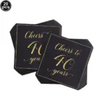 Lot de 20 serviettes en papier “Cheers to 40 Years” noir et or pour anniversaire - Kf s bd b ab aa a aafw - Decorative Events