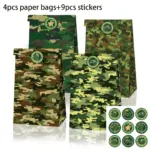Lot de 4 sacs cadeaux camouflage militaire avec 9 autocollants pour fête - Kf s d dce b c fca eb b b cb ec - Decorative Events