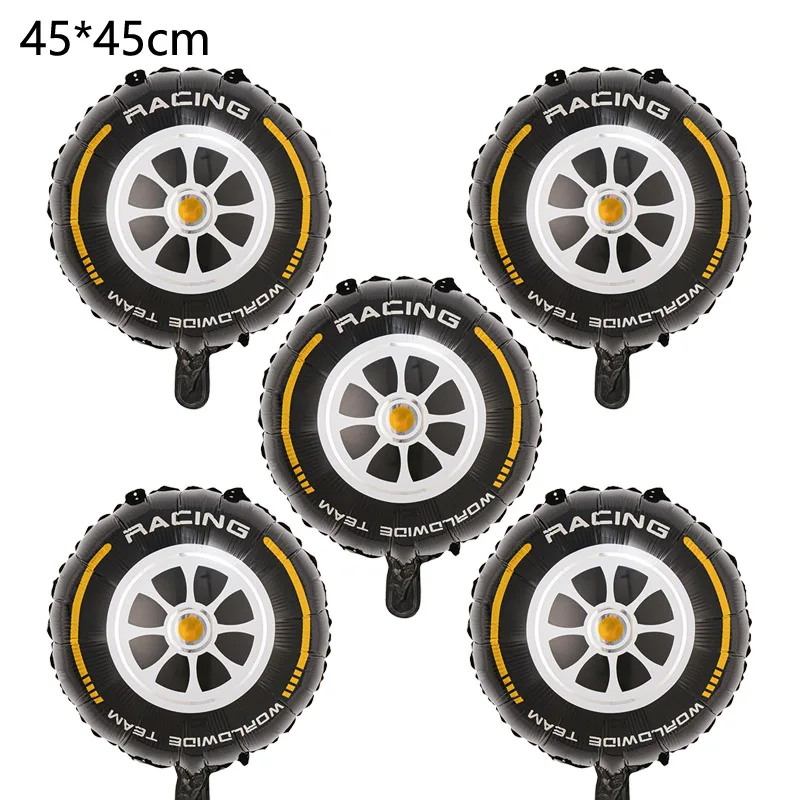Ballons décoratifs roue "Racing" jaune (Lot de 5) - Kf s fad f d a dc cg - Decorative Events