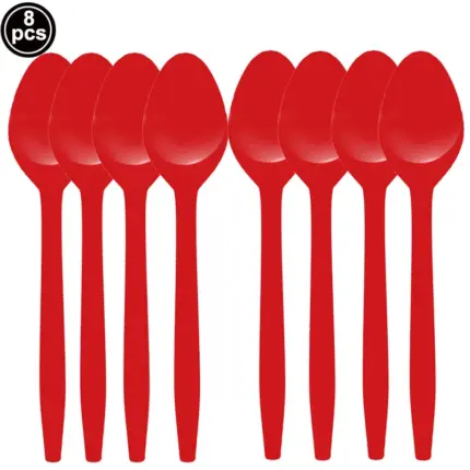 Cuillères à soupe jetables rouges (Lot de 8) - Kf s e c f d e b bad u - Decorative Events