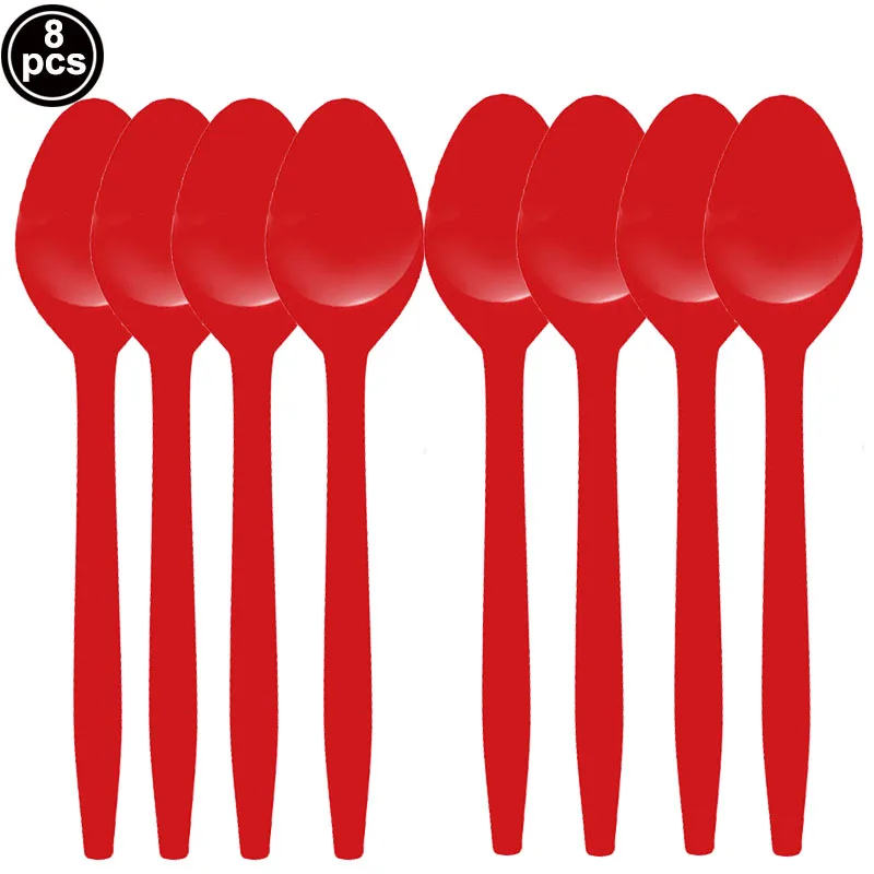 Cuillères à soupe jetables rouges (Lot de 8) - Kf s e c f d e b bad u - Decorative Events