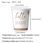 Assiettes jetables “Hello Baby” (Lot de 10) - Kf s e a e b a cb edbat - Decorative Events