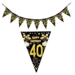 Guirlande “Happy 40th Birthday” noir et or pour anniversaire - Kf s f eed fbc e ed f a ab fs - Decorative Events