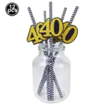 Lot de 12 pailles en papier “40” noir et or pour anniversaire - Kf s e fd b d d f f x - Decorative Events