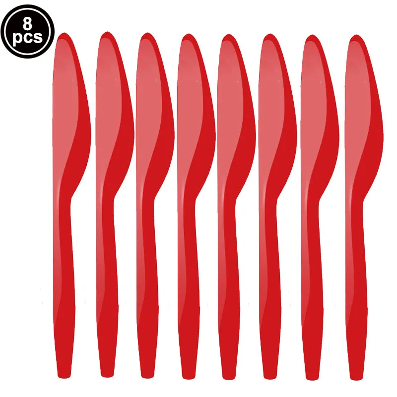 Couteaux jetables rouges (Lot de 8) - Kf s a bfebc f b fdee b f z - Decorative Events
