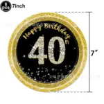Lot de 8 assiettes en carton “40 Happy Birthday” (23 cm) pour anniversaire - Kf s b d c f ff ac a h - Decorative Events
