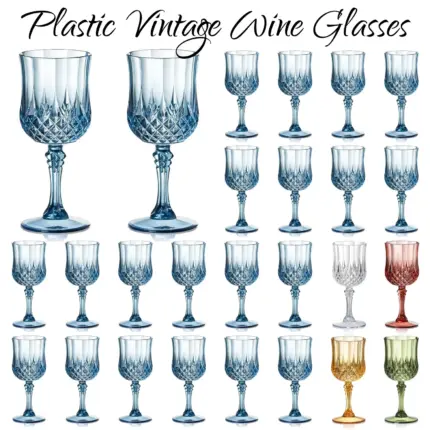 Verres à vin vintage en plastique (24 pièces) - Kf sb a ba fc c f b j - Decorative Events