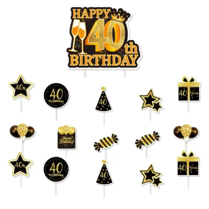 Décorations de Cupcake “Happy 40th Birthday” (Lot de 16) - Kf sba f ec c ba c f c a o - Decorative Events