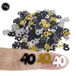 Confettis de table “40” noir, or et blanc pour anniversaire (300 pièces) - Kf sbb acf aa a b cbc b cc - Decorative Events