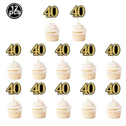 Lot de 12 décorations de cupcakes “40 ans” pour anniversaire - Kf sd f cb d a c c a c e fr - Decorative Events