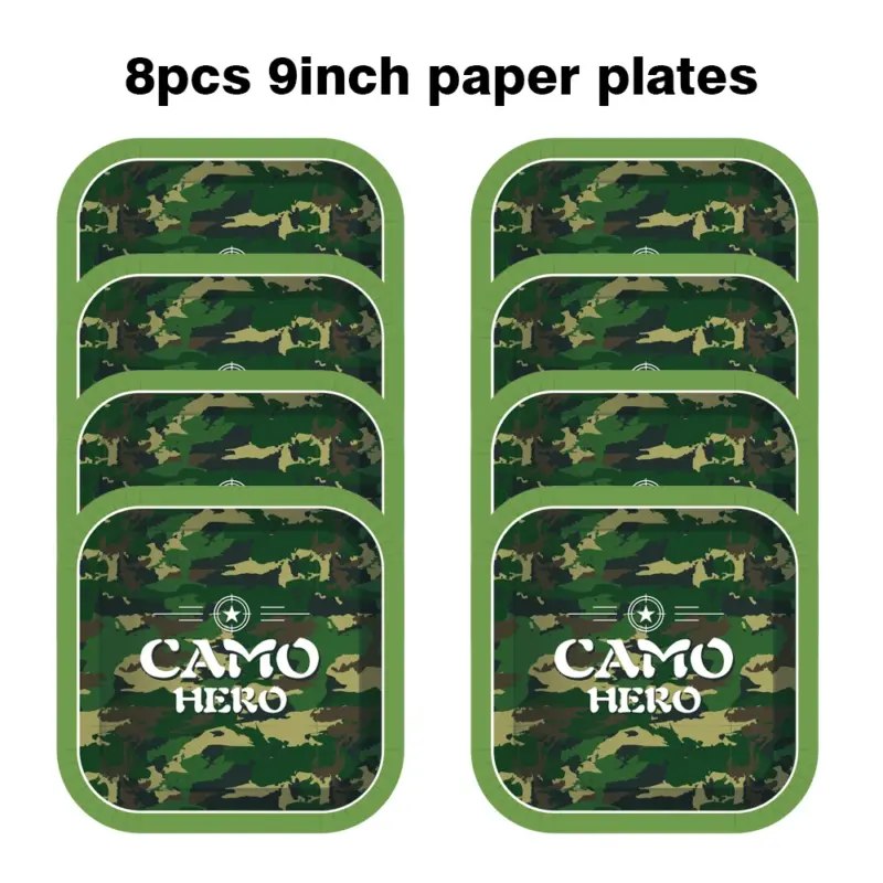 Lot de 8 assiettes en carton camouflage militaire “Camo Hero” (23 cm) - Kf sf bb c d bf f ec f ej - Decorative Events