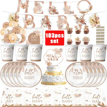 Assiettes jetables “Hello Baby” (Lot de 10) - Kf sf be fa c b b bfddad y - Decorative Events