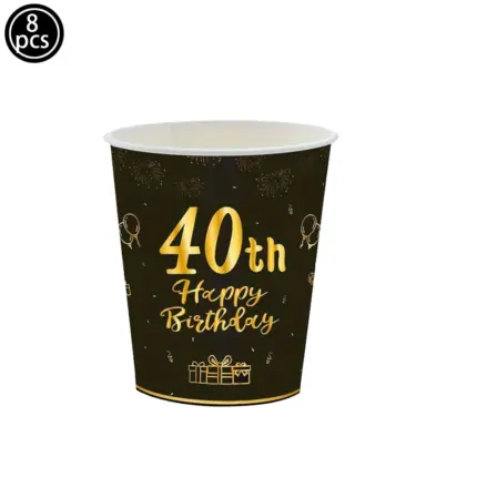 Lot de 8 gobelets en carton “40th Happy Birthday” pour anniversaire - Kf sf eb e ddb a acbcceaed ez - Decorative Events